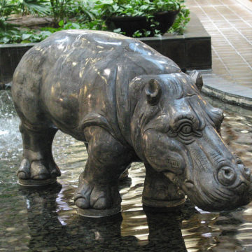 Marble and granite amalgam hippopotamus by Giovanni Antoniazzi