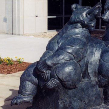 Bronze sculpture of five bears by Daniel Ostermiller