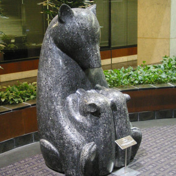 Marble and granite amalgum mother bear and two cubs by Beniamino Bufano