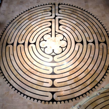 birdseye view of chartes cathedral labyrinth replica at Palazzo Verdi.