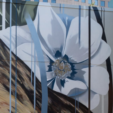 flower detail of Hawk mural by AJ Davis and Alexandria Pangburn