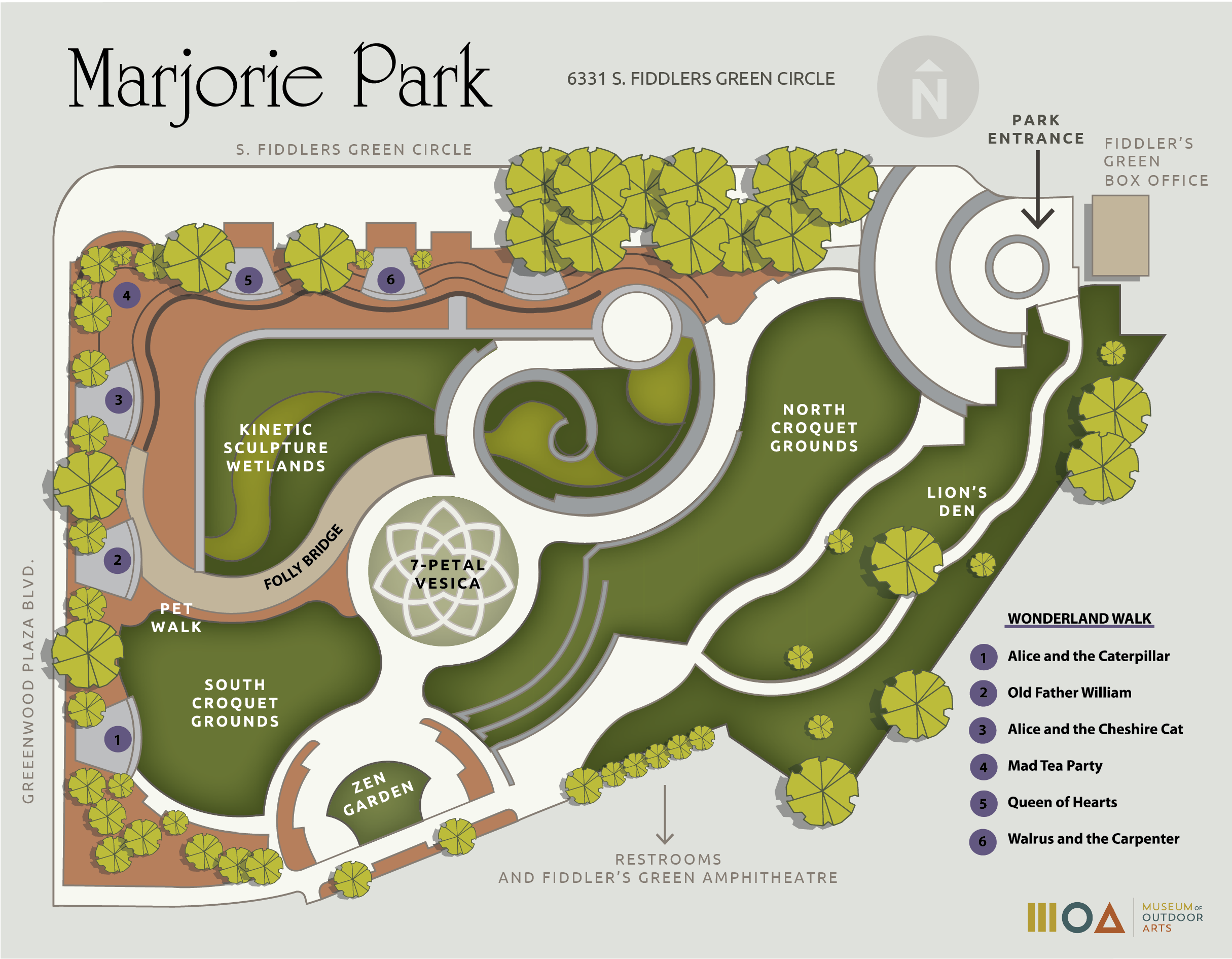 Illustrative color map of the park. Birdseye view.