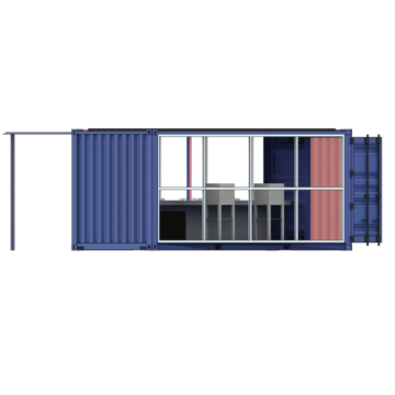rendering of shipping container repurposed as maker spaces
